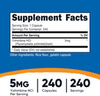 Nutricost Yohimbine HCl 5mg, 240 cápsulas de máxima potencia