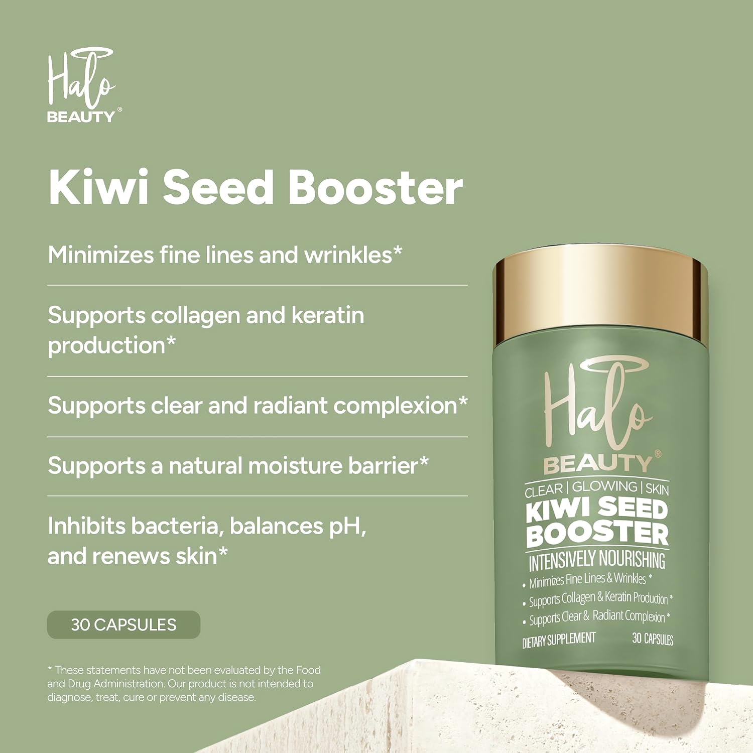 Halo Beauty Kiwi Seed Booster - Suplemento para la Piel Pack de Recarga | 1 Mes
