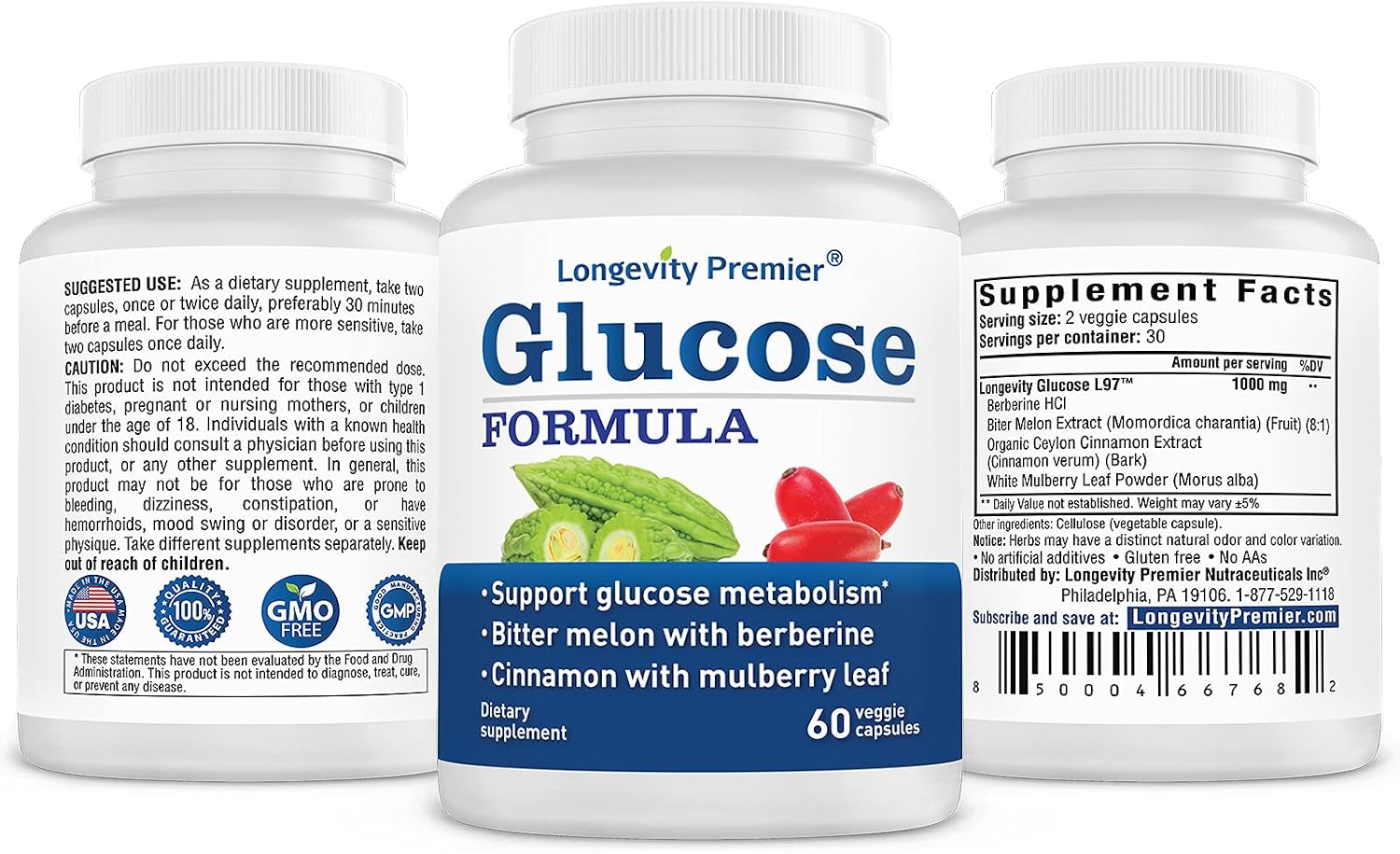 Longevity Blood Pressure Formula (90 cápsulas) x 2 + Glucose Formula (60 cápsulas) - Pack Ahorro