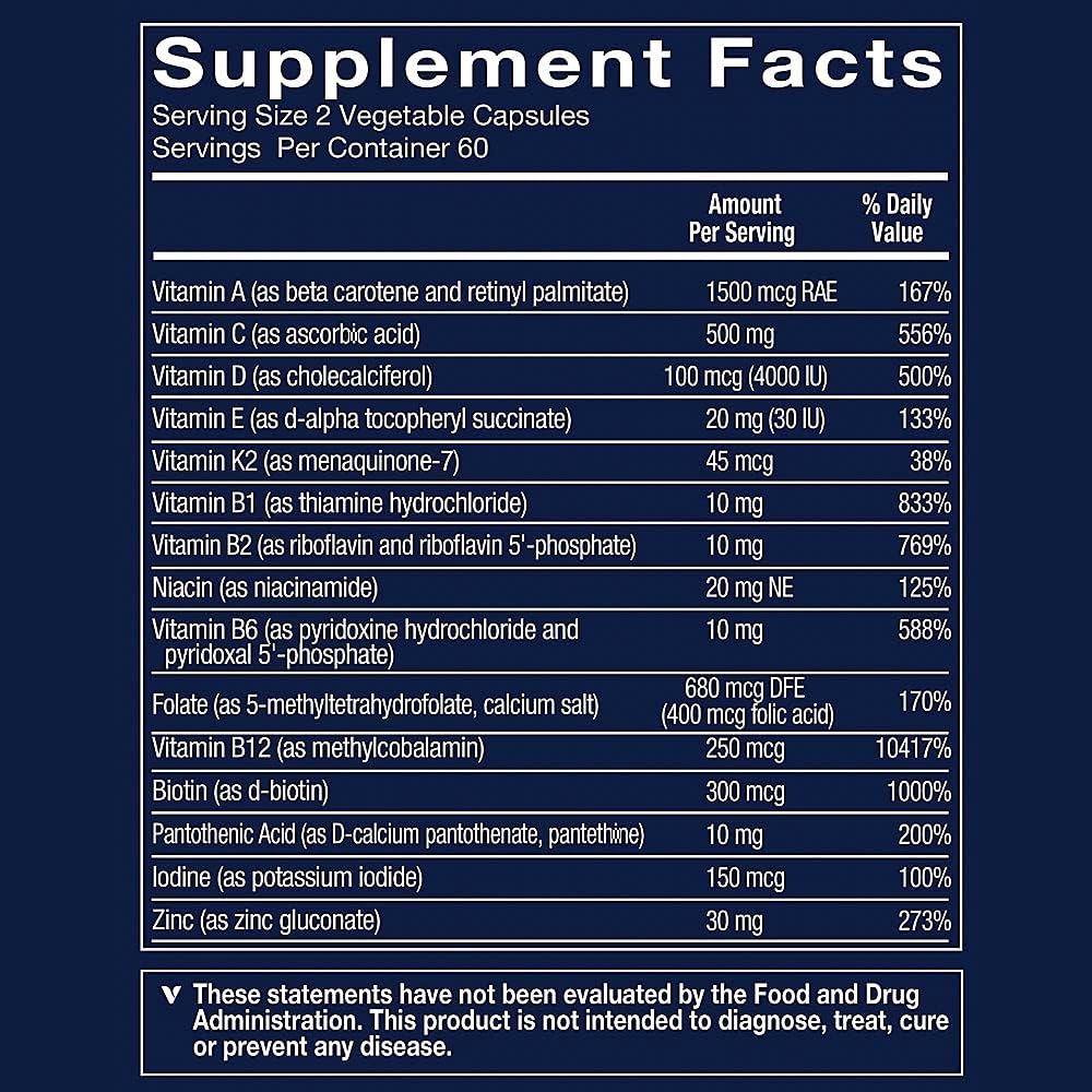 Vthrive Bioactive Immune Multivitamin con Saúco y NAC - 120 Cápsulas Vegetales