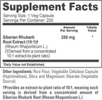 NusaPure Ruibarbo Siberiano, 250 mg, 200 Cápsulas Veganas (No OGM, Vegano)