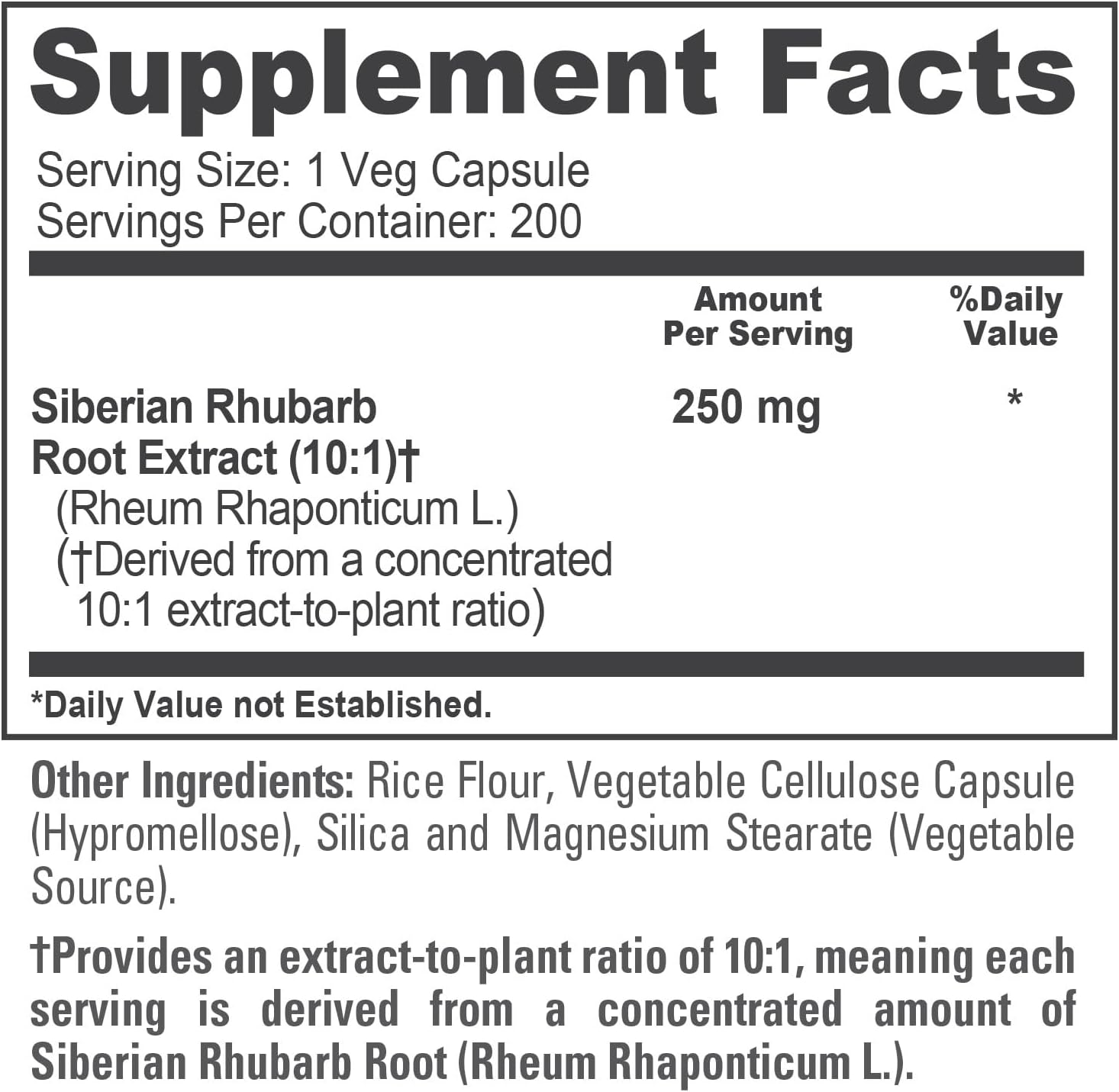 NusaPure Ruibarbo Siberiano, 250 mg, 200 Cápsulas Veganas (No OGM, Vegano)
