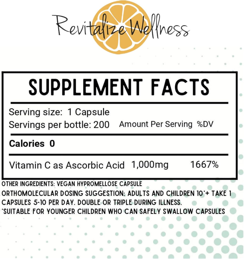 Revitalize Wellness Vitamina C Cápsulas 1000 mg - 200 Cápsulas
