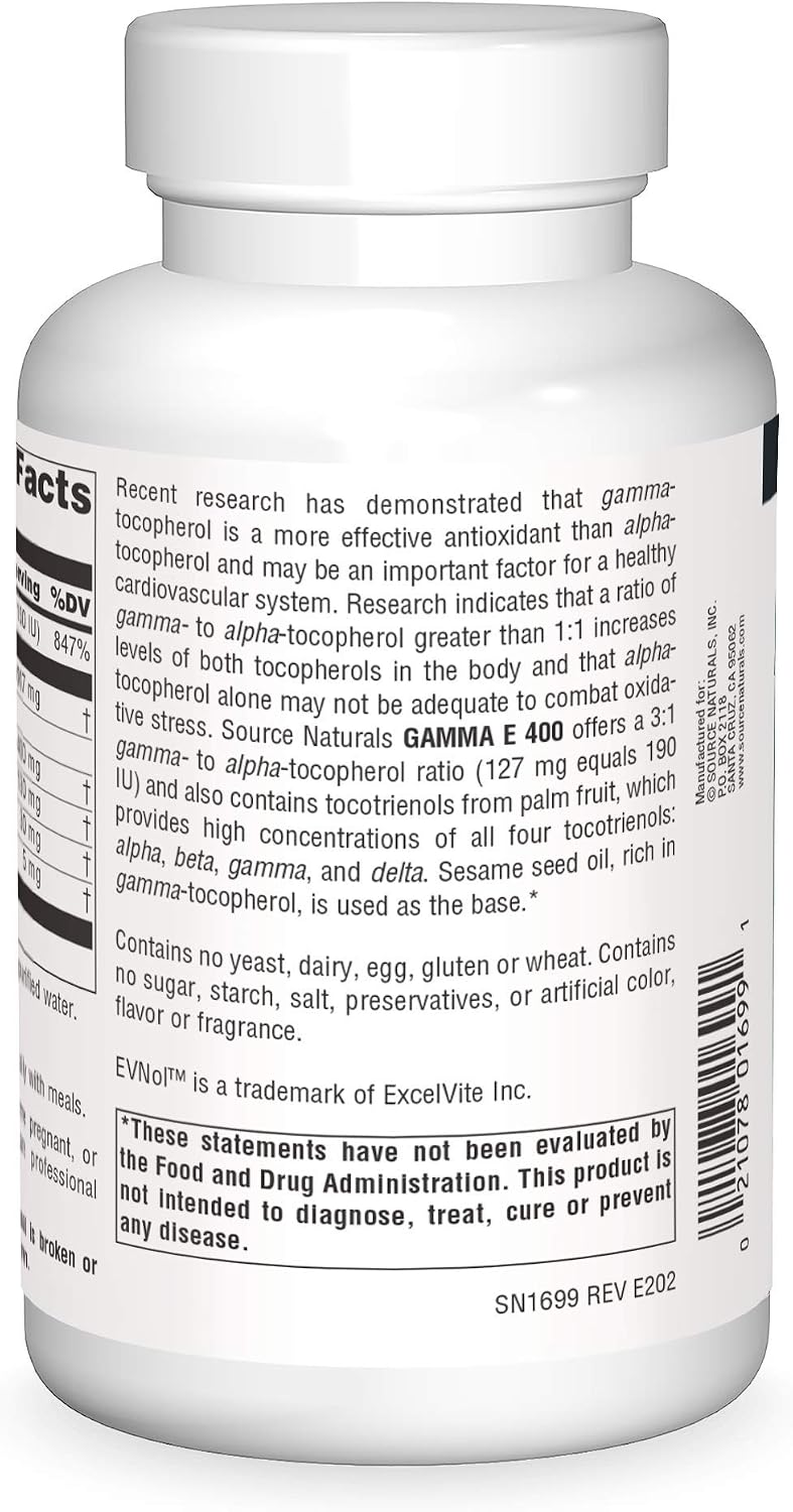 Source Naturals Complejo Gamma E 400 mg – 120 Cápsulas Blandas