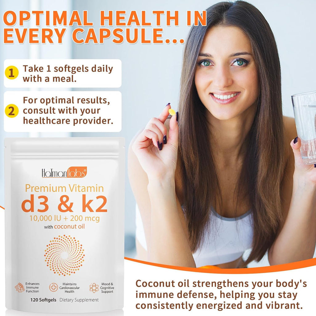 Newseel Vitamina D3 y K2 con Aceite de Coco – 120 Cápsulas Blandas