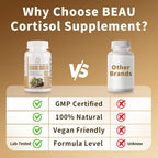 BBEEAAUU Suplemento de Cortisol 10-en-1 con Ashwagandha, Magnesio y L-Teanina - 120 Cápsulas