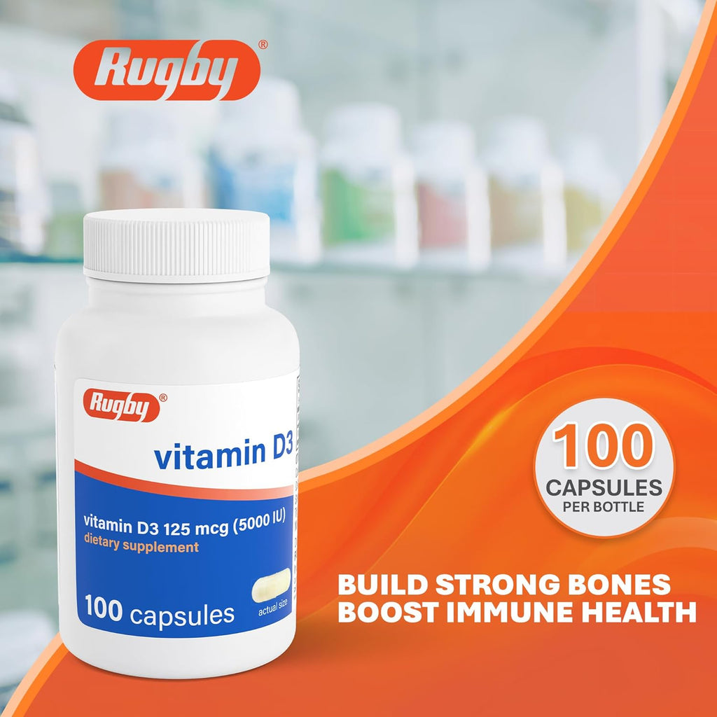 Rugby Vitamina D3 5.000 UI (125 mcg) - 100 Cápsulas