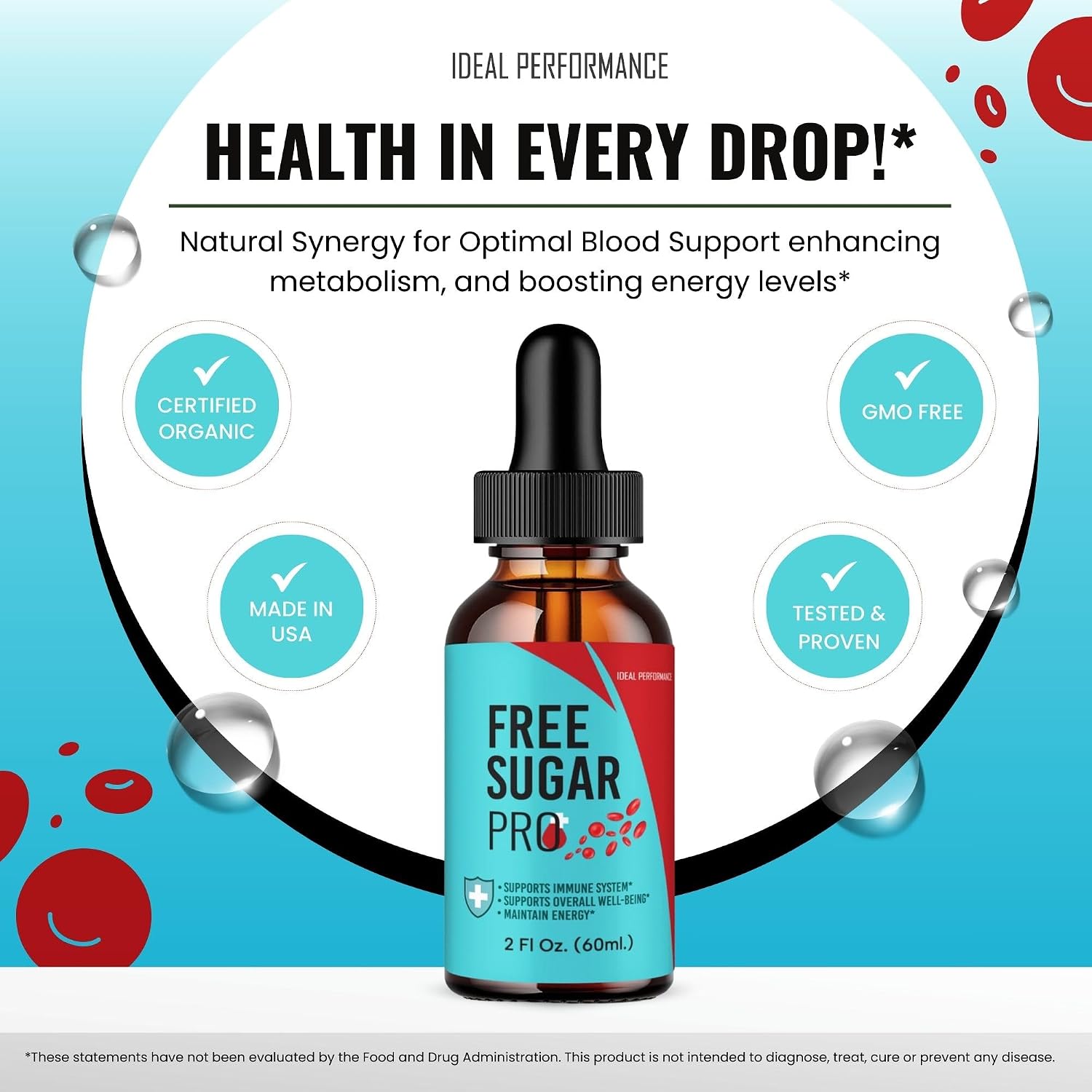 Free Sugar Pro Drops, FreeSugar Pro Blood Formula Support Supplement Liquid Drops - Maximum Strength, FreeSugarPro Health and Wellness All Natural Formula Drops (3 Pack)