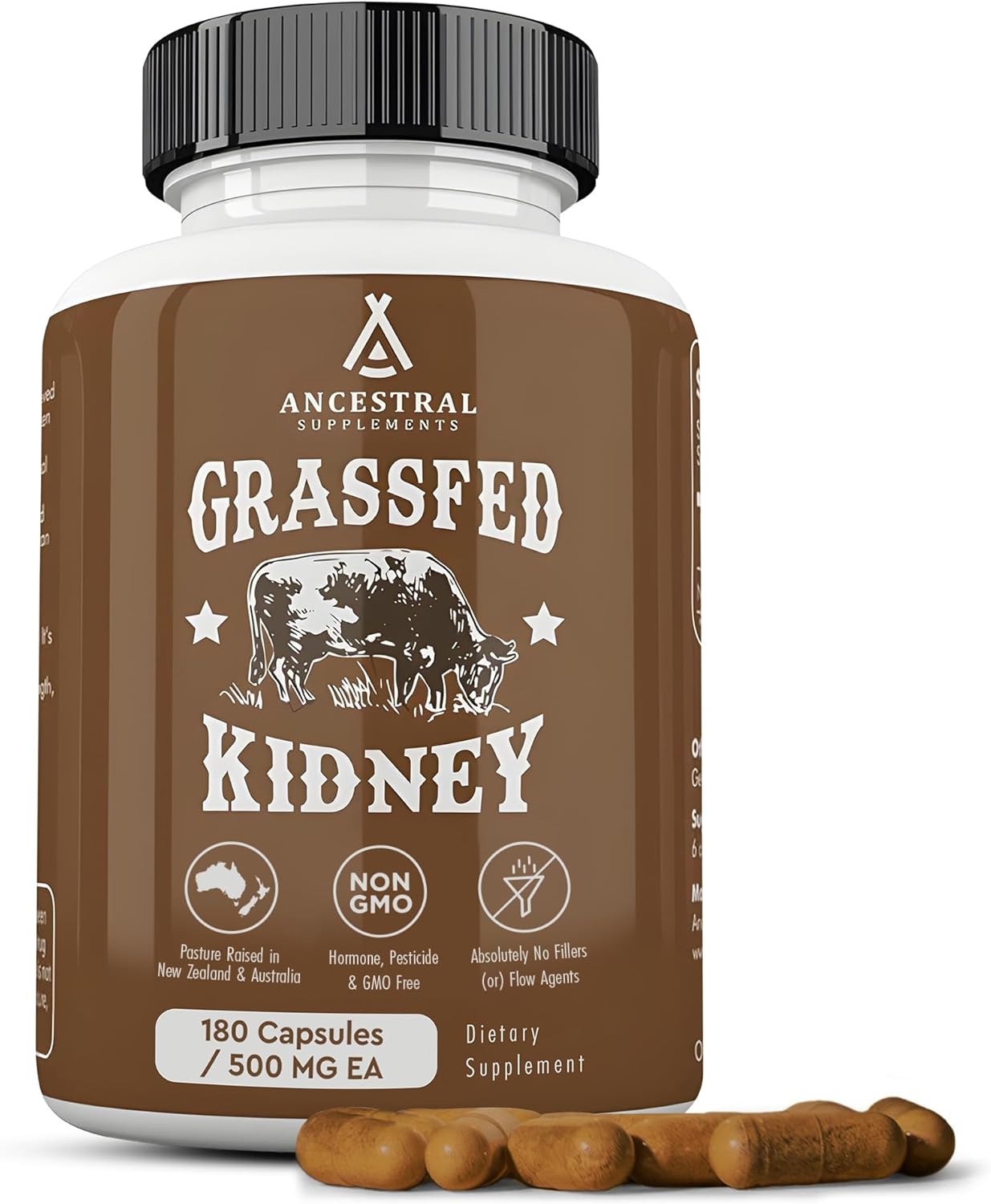Ancestral Supplements Cápsulas de Sebo de Res Grass Fed, 3000 mg, 180 Cápsulas