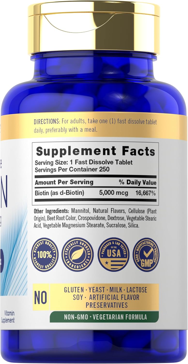 Carlyle Biotina 5000mcg - 250 Comprimidos de Disolución Rápida