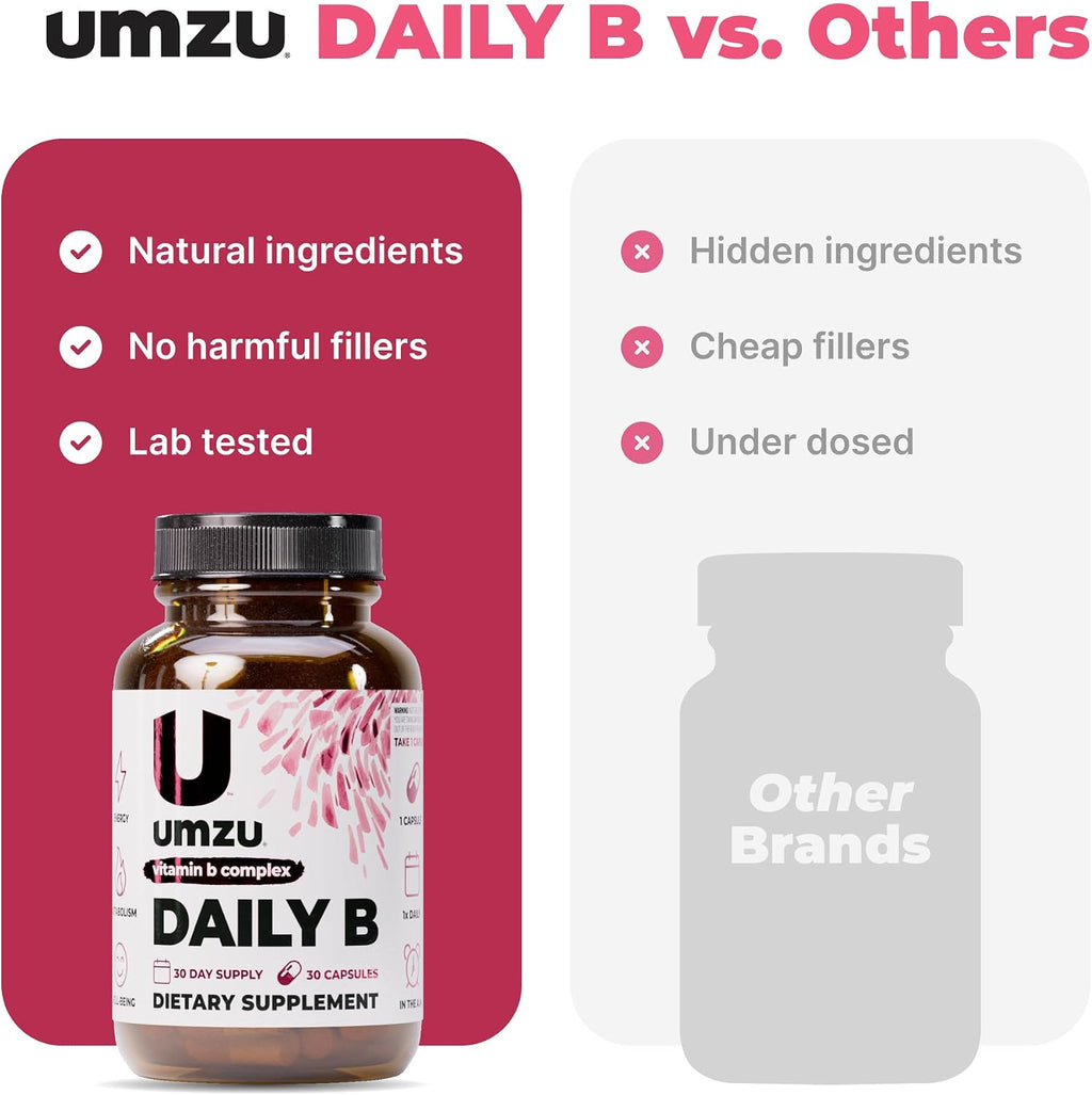 UMZU Daily B - Complejo Completo de Vitaminas B con B1, B2, B3, B5, B6, B7, B9 y B12