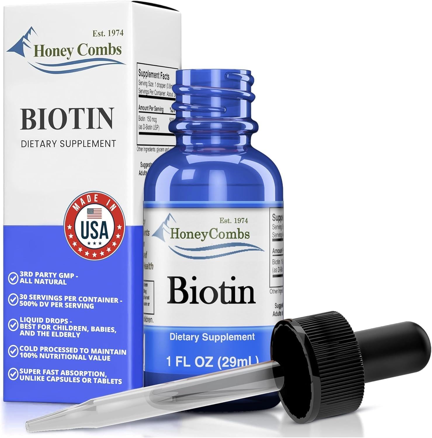 HoneyCombs Vitamin B7 (Biotin) Drops, 16 oz