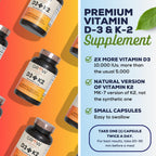 grow vitamin D3 K2 con MCT Oil - 10.000 UI D3, 100 mcg K2 MK-7, Calcio, Zinc, BioPerine, Magnesio - 60 Cápsulas