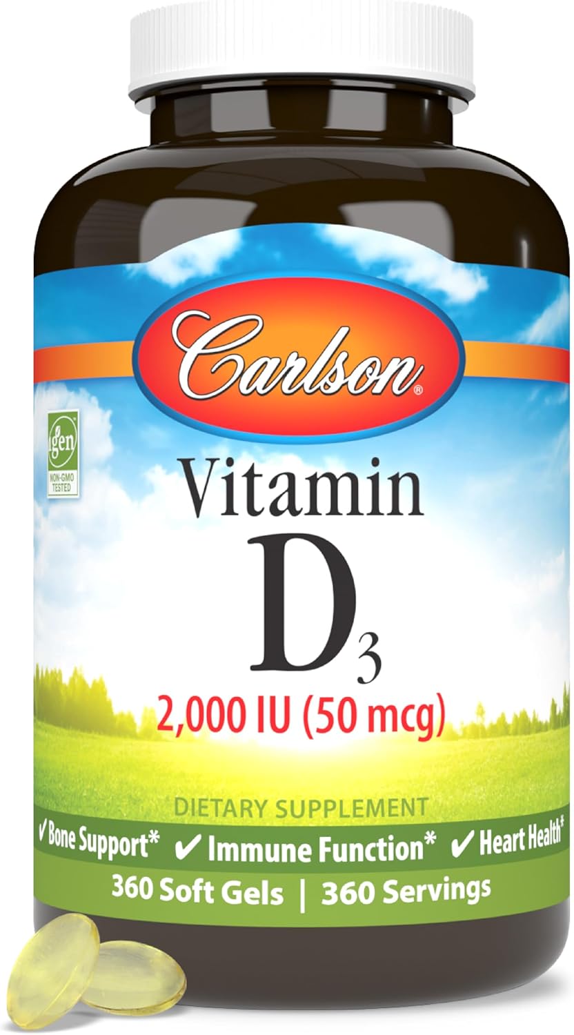 Carlson - Vitamina D3, 2000 UI (50 mcg), 360 Cápsulas Blandas