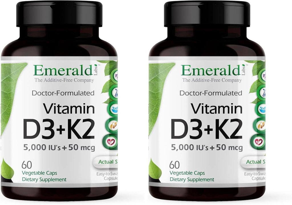 EMERALD LABS Vitamina D3+K2 con VitalDelta MK-7 – 60 Cápsulas Vegetales