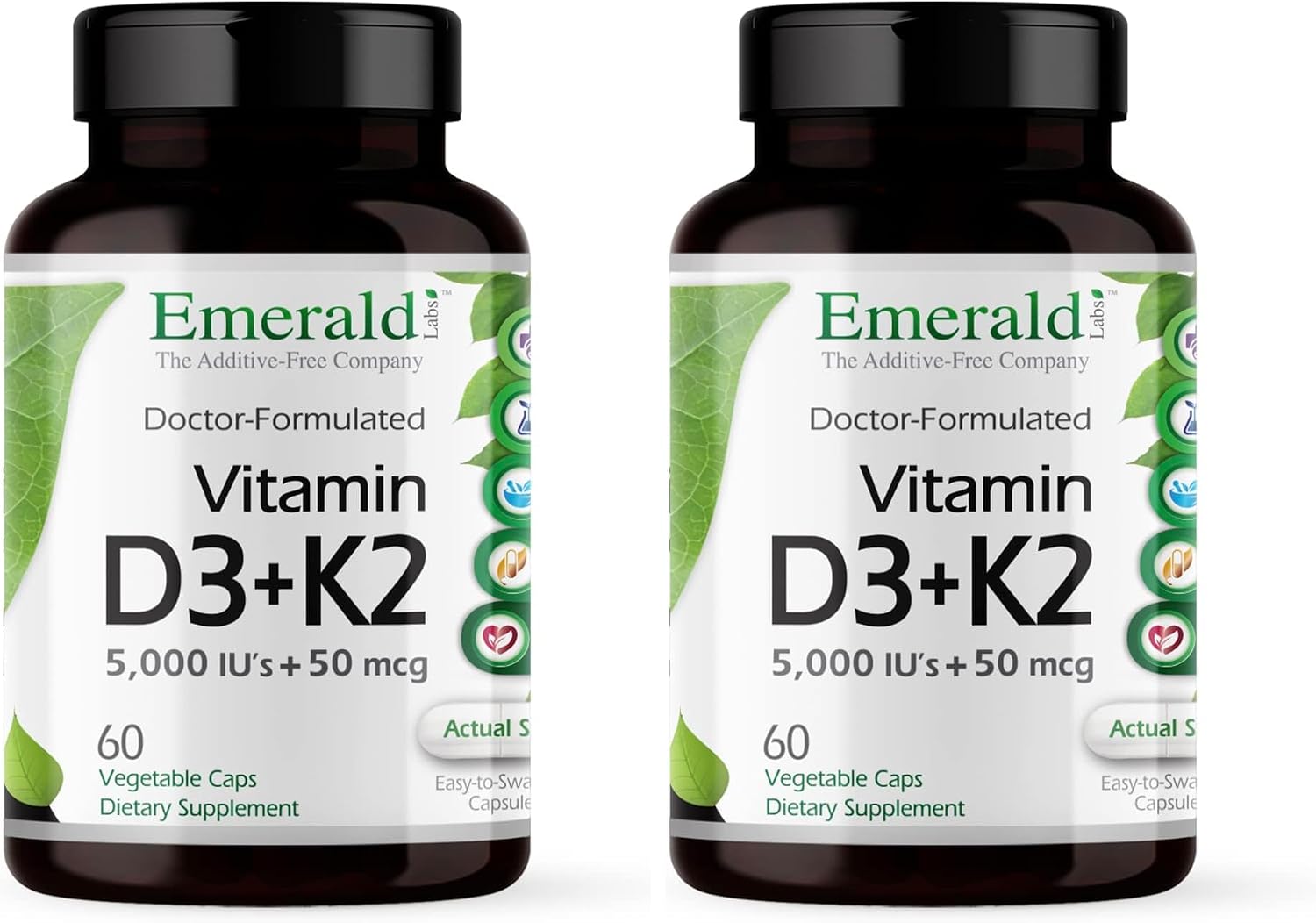 EMERALD LABS Vitamina D3+K2 con VitalDelta MK-7 – 60 Cápsulas Vegetales