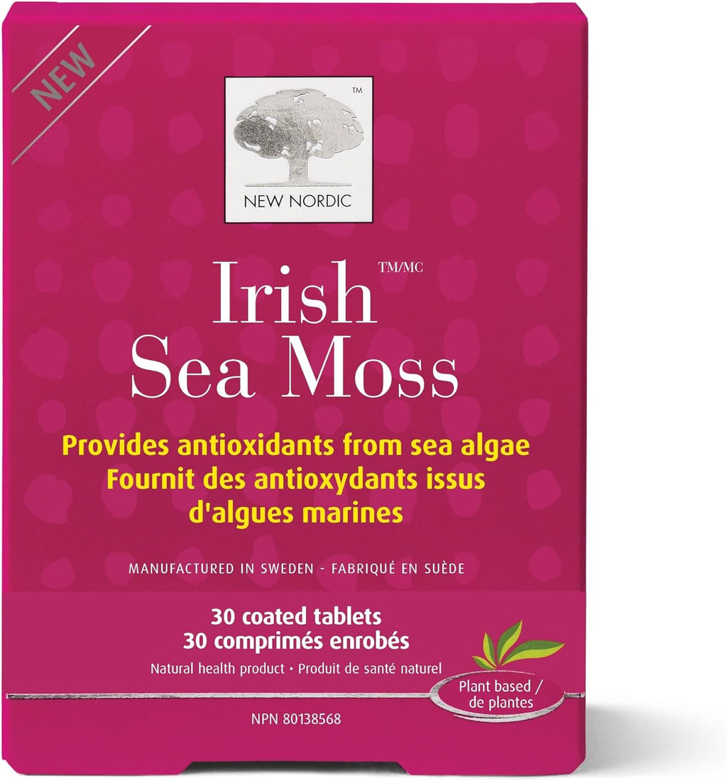 New Nordic Extracto de Irish Sea Moss - Complejo Tri-Alga con Kelp Noruego y Wakame, Vegano y Sin Gluten, 30 Comprimidos