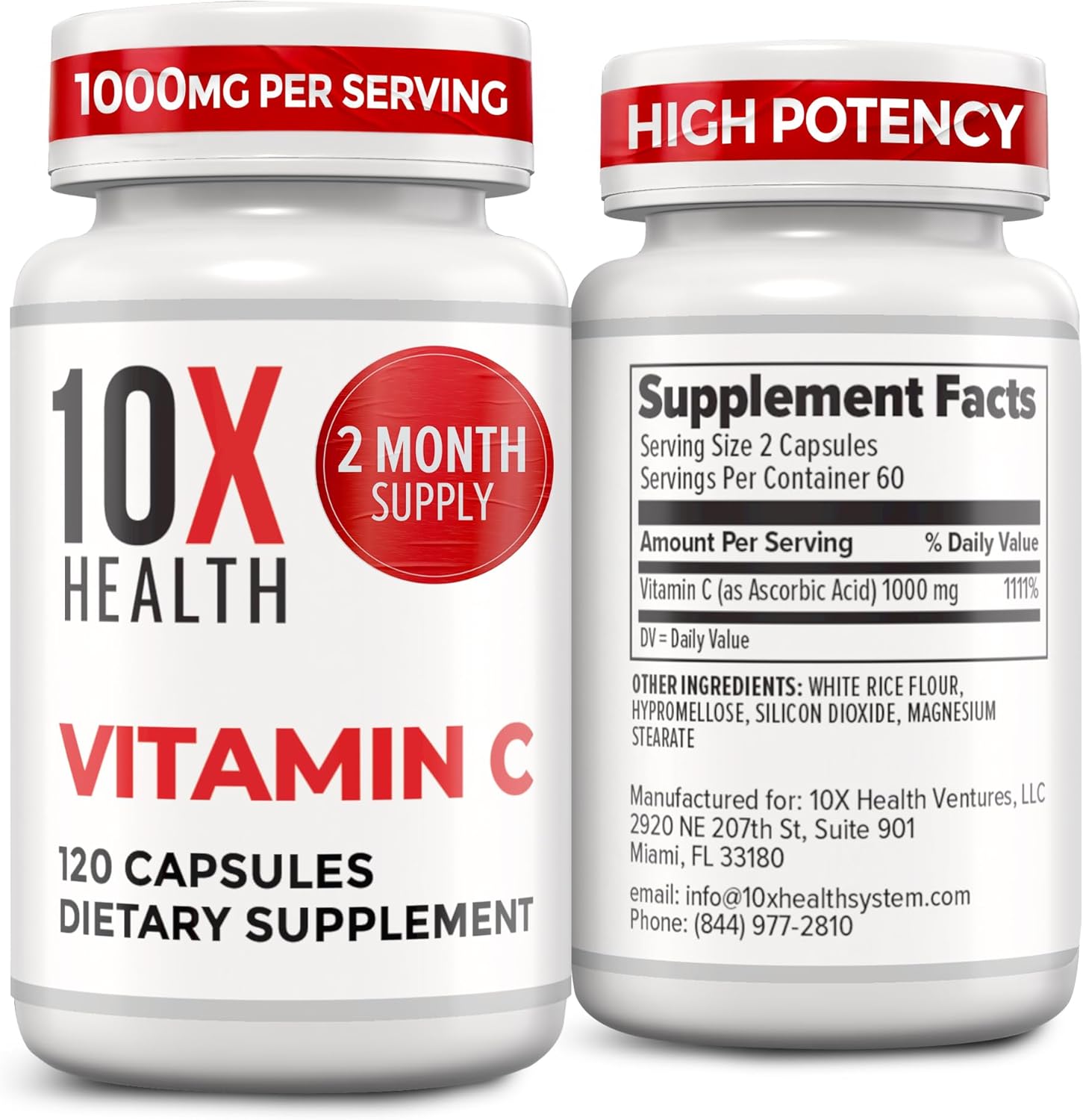Vitamina C 1000 mg - 120 Cápsulas | 10X Health System