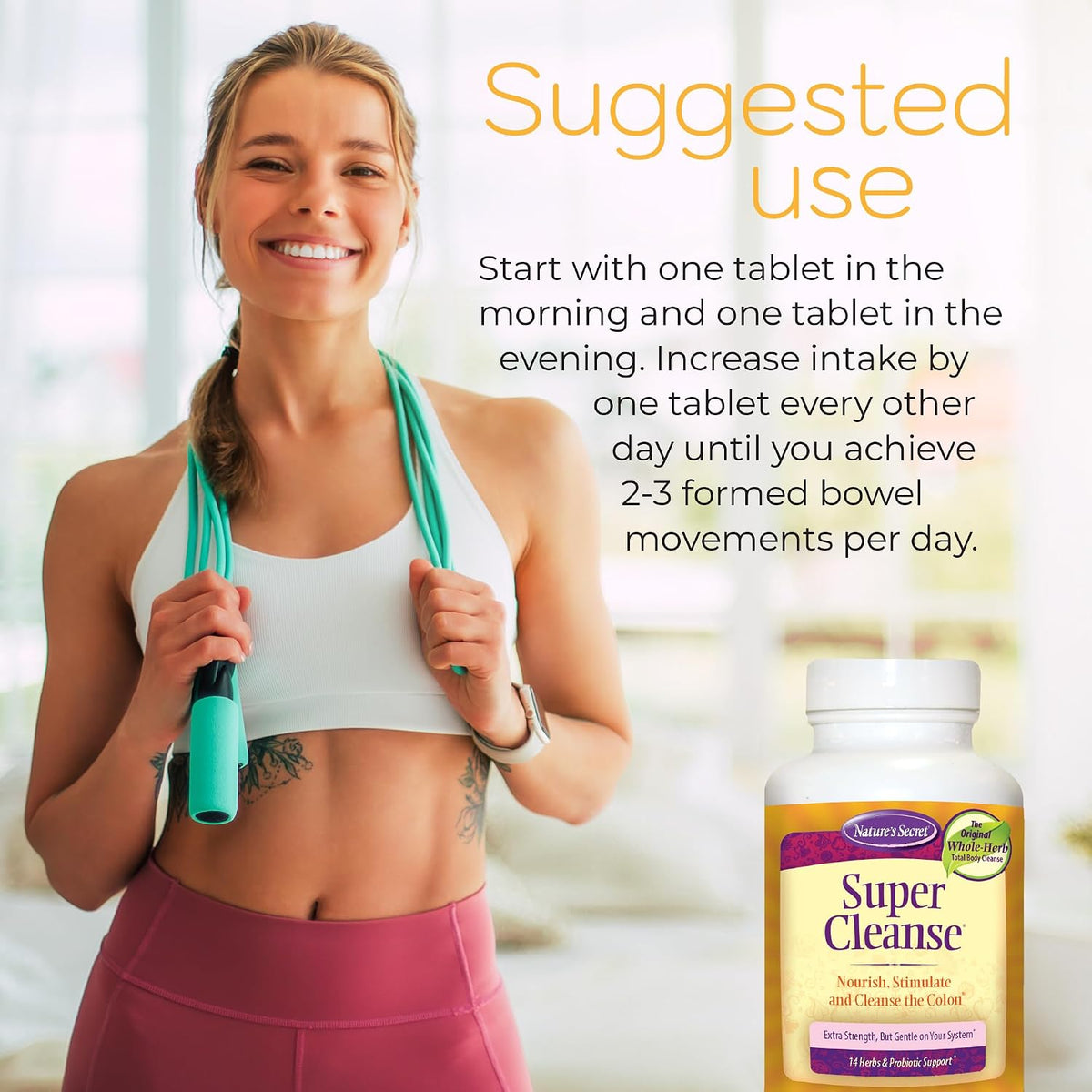 Nature's Secret Super Cleanse - Extra Strength Limpieza de Colon con 14 Hierbas y Probióticos - 200 Comprimidos – Image 4