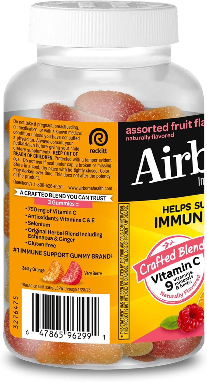 Airborne 750mg Vitamina C Gominolas - 126 Gominolas, Sabor Frutas Variadas