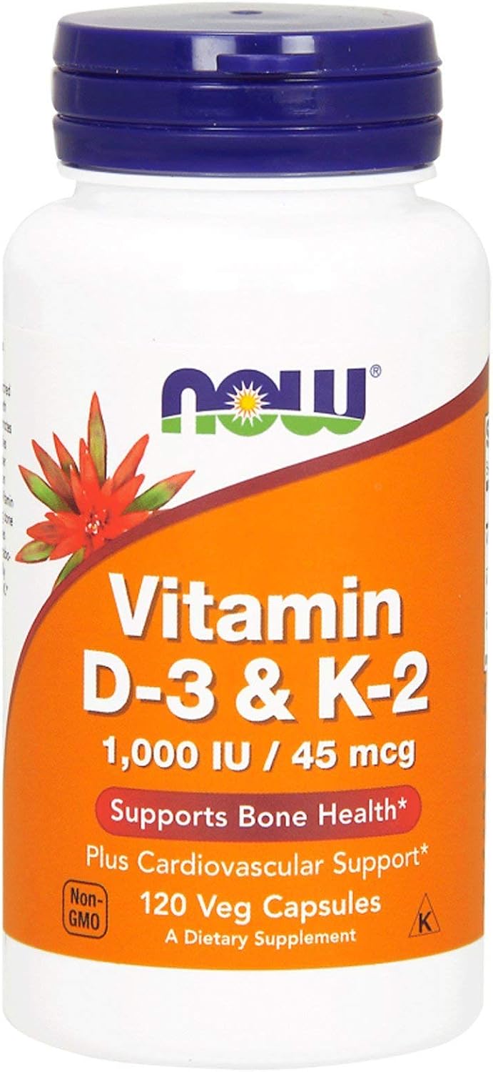 NOW Foods Vitamin D-3 and K-2-120 Veg caps (Multi-Pack)