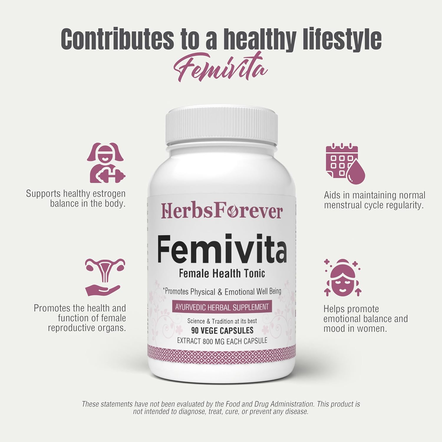 Herbsforever Femivita Cápsulas – Suplemento Ayurvédico para Mujeres (90 Cápsulas Vegetales, 800 mg)