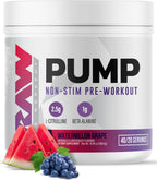 RAW Pump - Pre-Entreno Sin Estimulantes, Sabor Sandía (Watermelon), 40 Dosis