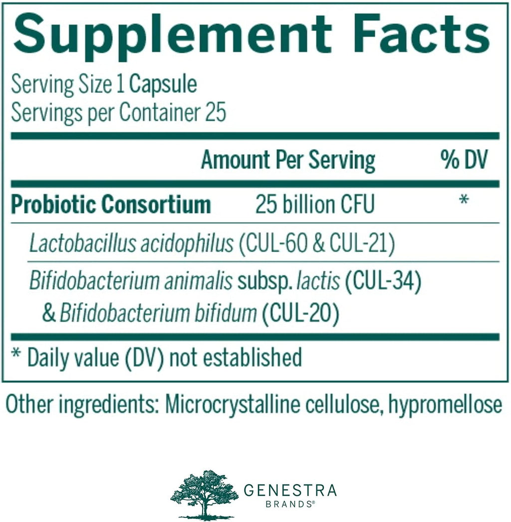 Genestra Brands HMF Intensive | Probiótico Estable con 25 Mil Millones de UFC para la Salud Intestinal | 25 Cápsulas Vegetales