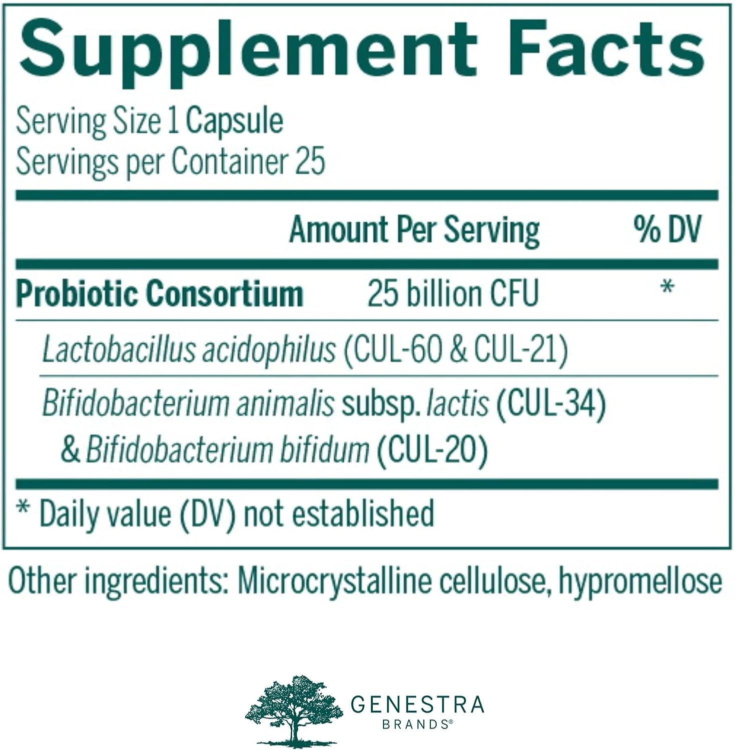 Genestra Brands HMF Intensive | Probiótico Estable con 25 Mil Millones de UFC para la Salud Intestinal | 25 Cápsulas Vegetales