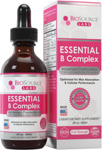 BioSource Labs Essential B Complex - Complejo B Líquido Sublingual Vegano con Metil B12 (60 ml)