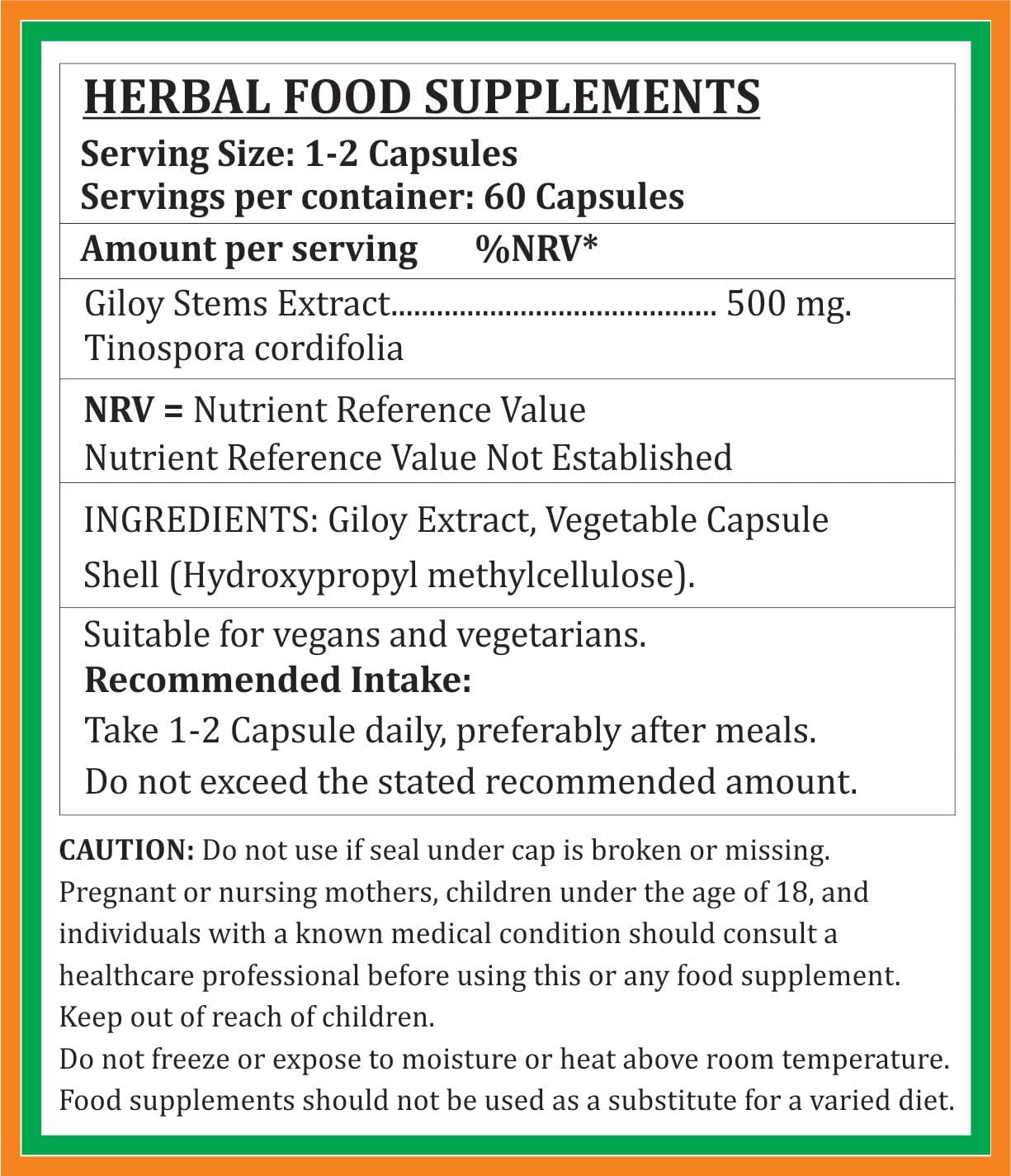 Giloy Forte 500 mg - 60 Cápsulas Veganas - Extracto de Guduchi (Tinospora Cordifolia) - Suplemento Ayurvédico