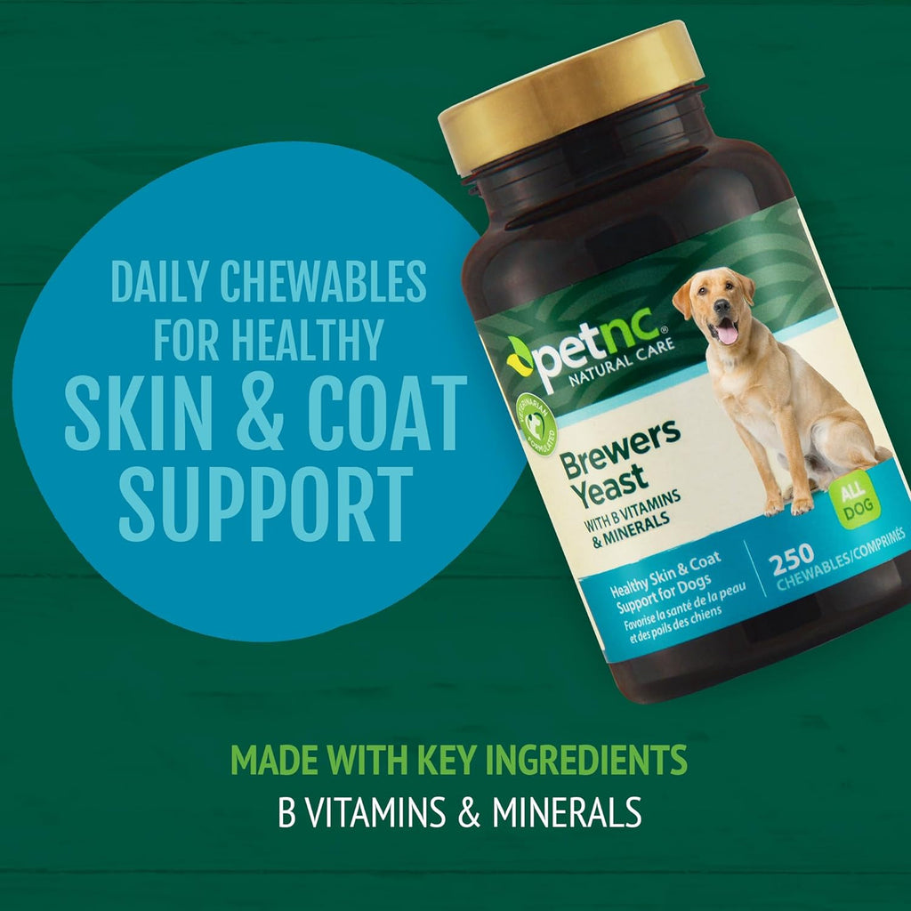 PetNC Natural Care Levadura de Cerveza para Perros – Piel y Pelaje, 250 Masticables