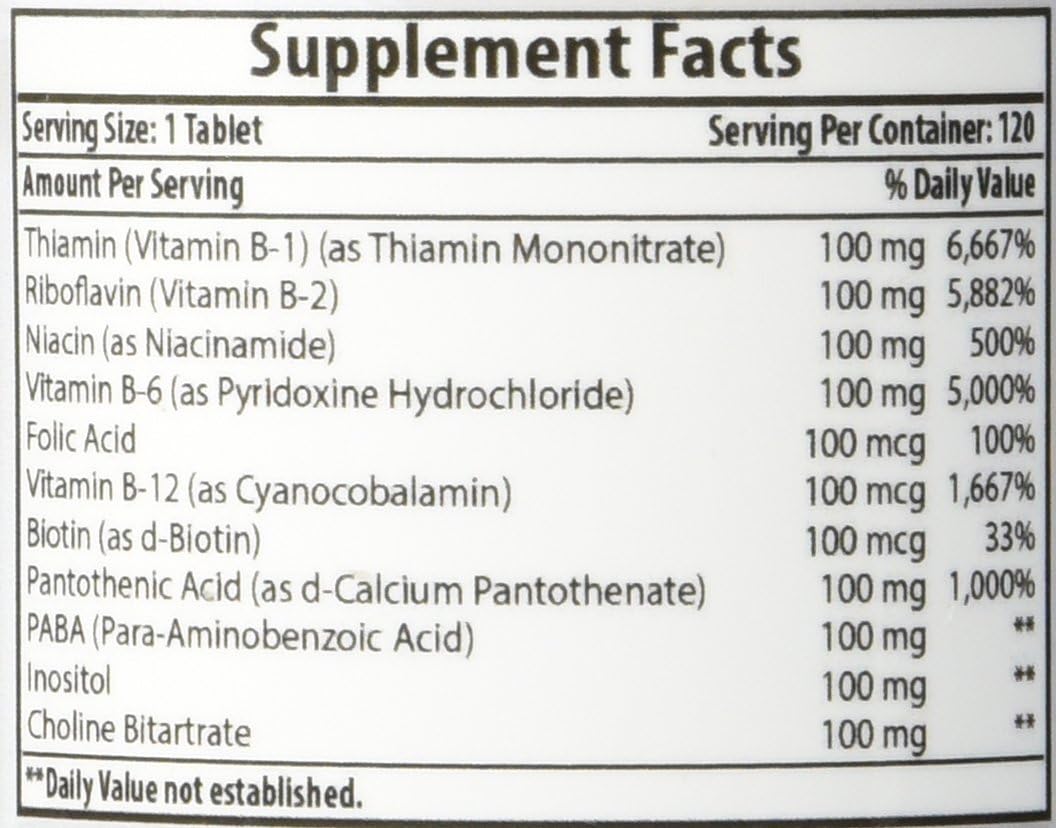 Best Naturals B-100 Complex para adultos, 120 Cápsulas