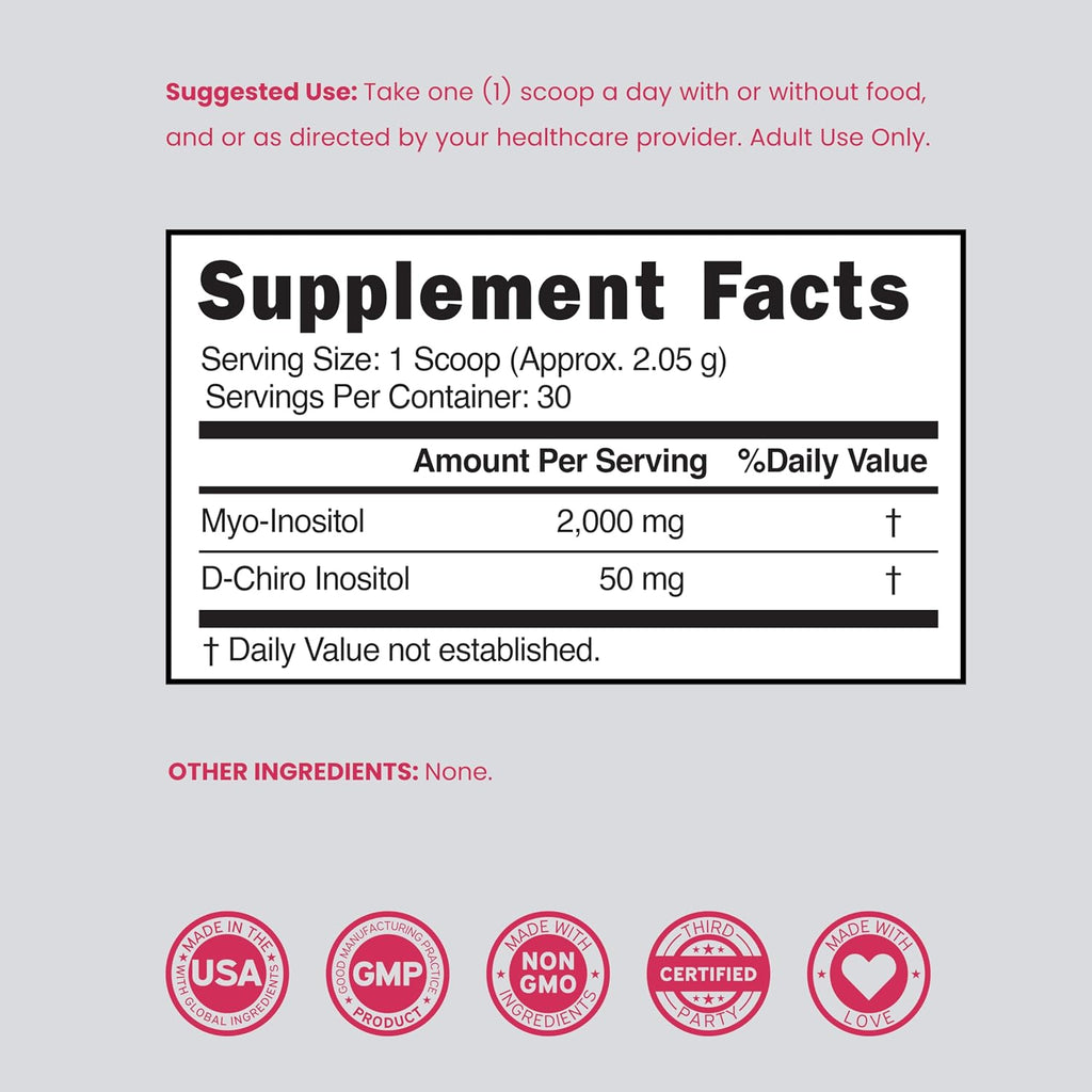 Myo-Inositol & D-Chiro Inositol en Polvo (2050mg por ración, Ratio 40:1, 30 días)