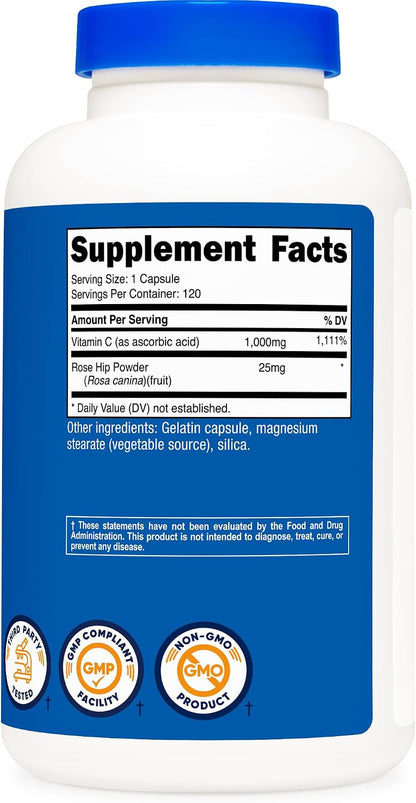 Nutricost Vitamina C con Escaramujo 1025mg, 120 Cápsulas – Image 5