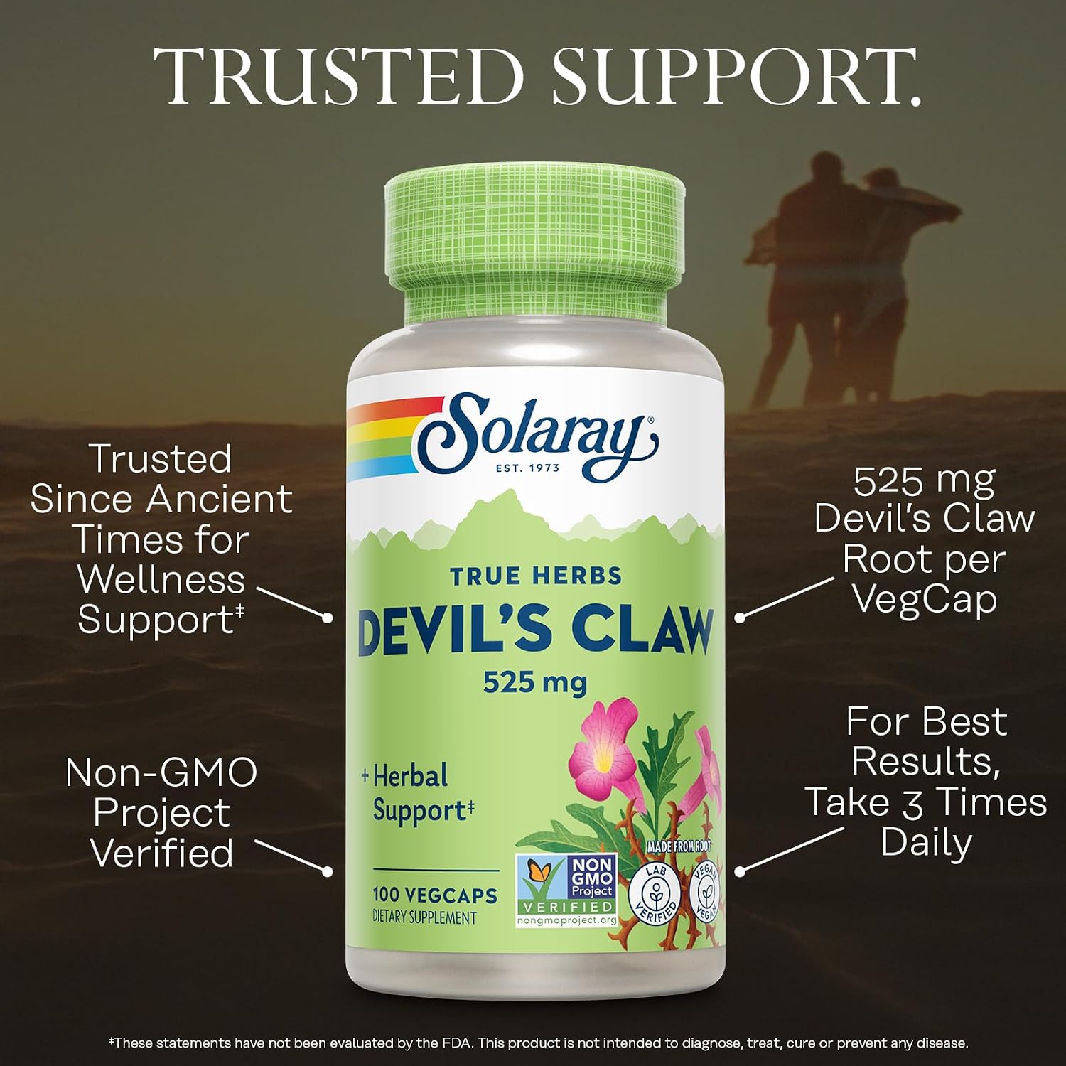 Solaray Garra del Diablo Raíz 525 mg - 100 Cápsulas Veganas