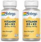SOLARAY Vitamin D3 + K2, 5000 IU D3 & 50 mcg K2 MK-7, 120 VegCaps