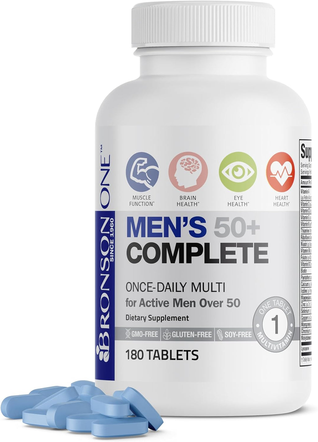 Bronson ONE Daily Multivitamínico Completo para Hombres 50+, 360 Comprimidos