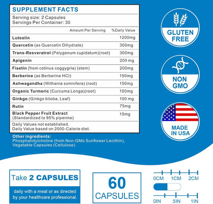 VITACRLLYNMN Liposomal Luteolina 1200 mg – Complejo 11 en 1 Antioxidante y Cognitivo, 60 Cápsulas – Image 2