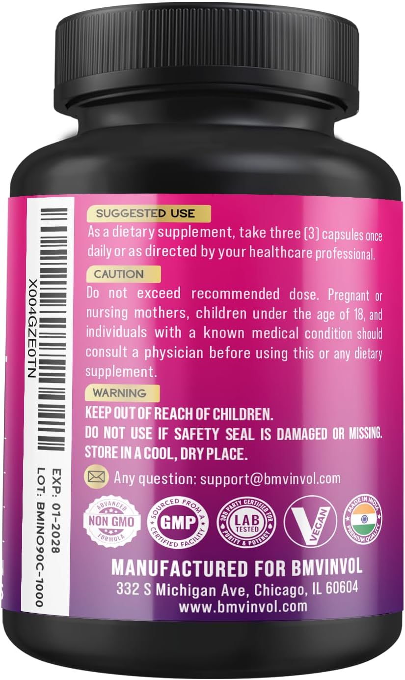 BMVINVOL Inositol 40:1 - Myo-Inositol y D-Chiro Inositol con Berberina, Ashwagandha +5 - 90 Cápsulas