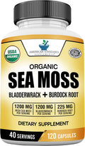 American Standard Supplements Cápsulas Orgánicas de Sea Moss, Bladderwrack y Burdock Root - 1200mg Sea Moss, 1200mg Bladderwrack, 225mg Burdock Root por Dosis - 120 Cápsulas, 40 Dosis