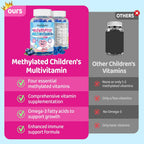 Multivitamínico Metilado para Niños 4+ - MTHFR, L-Metilfolato, B12, Omega-3 Vegano, Zinc, Probióticos - Sin Azúcar - NATISLAND