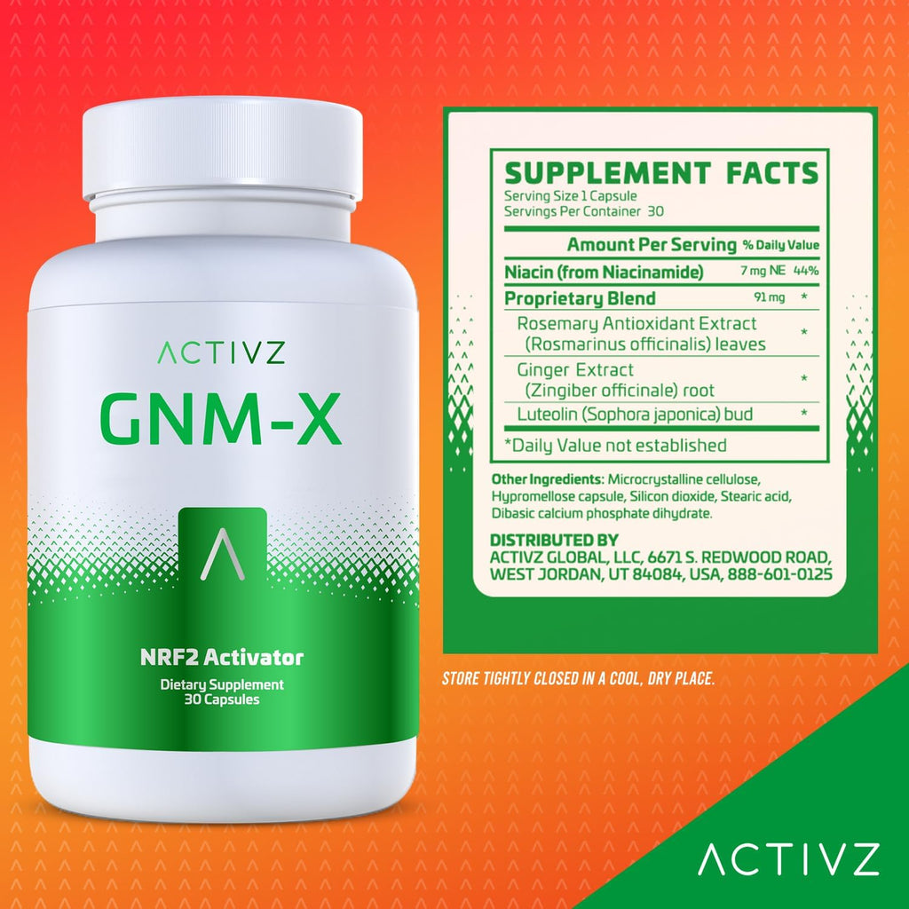 ACTIVZ GNM-X - Activador Nrf2 para Defensa Celular y Longevidad - 30 Cápsulas