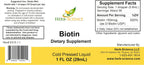 Herb-Science Biotina Líquida B7 – D-Biotina USP de Alta Absorción, Vegano, Sin Alcohol, Gotas Sublinguales, Sin Sabores Artificiales, Frasco de Vidrio Azul Cobalto - 30 ml