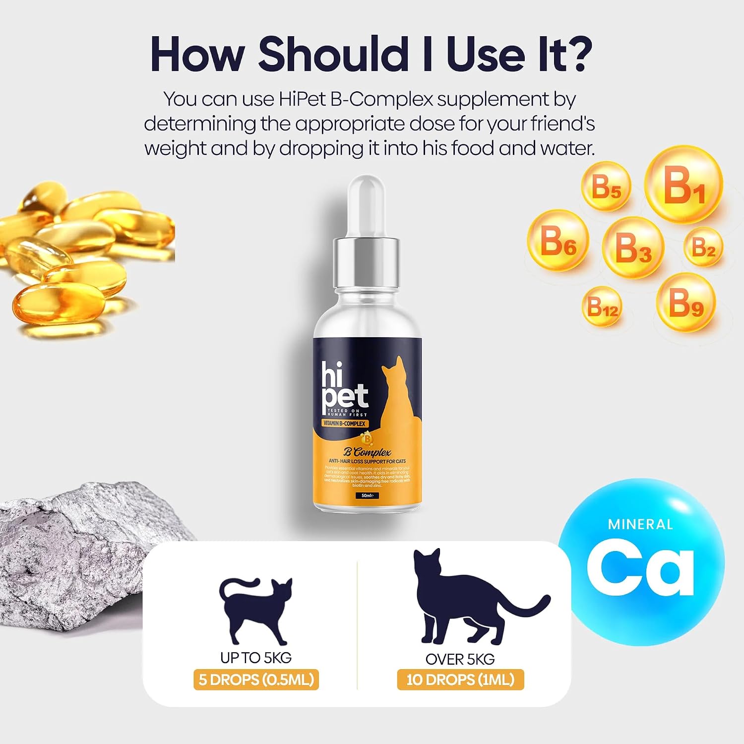 HiPet Complejo B para Gatos - Apoya el Metabolismo y la Energía - 1.7 fl oz (Pack de 3)