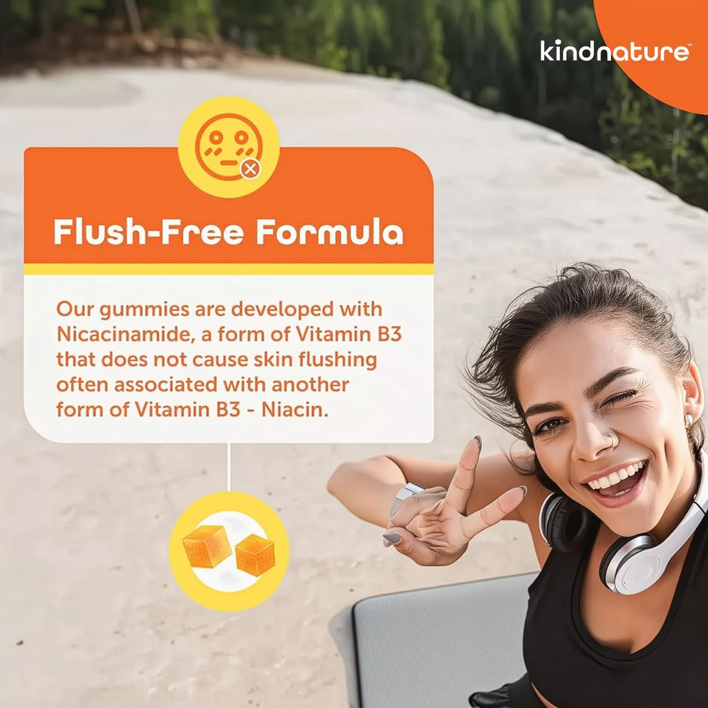 kindnature Gomitas de Vitamina B3 Niacinamida 500mg – Sin Flush – 90 Gomitas