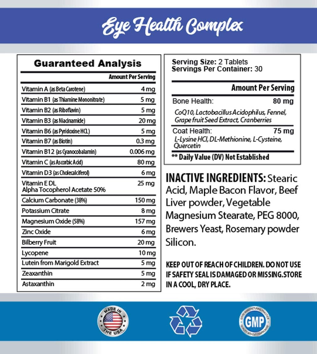 PET SUPPLEMENTS & NUTRITION LLC Dog Bone Vitamins - Dogs Total Health Control - Immune Support - Hair Skin Nails Oral Eye Health FORMULA - l-lysine for Dogs - 1 Bottle (60 Treats)