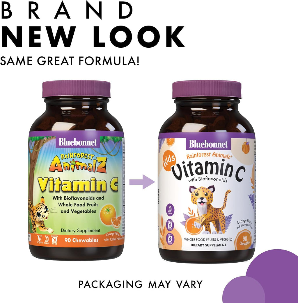 Bluebonnet Rainforest Animalz Vitamina C 250 mg - 90 Comprimidos Masticables para Niños