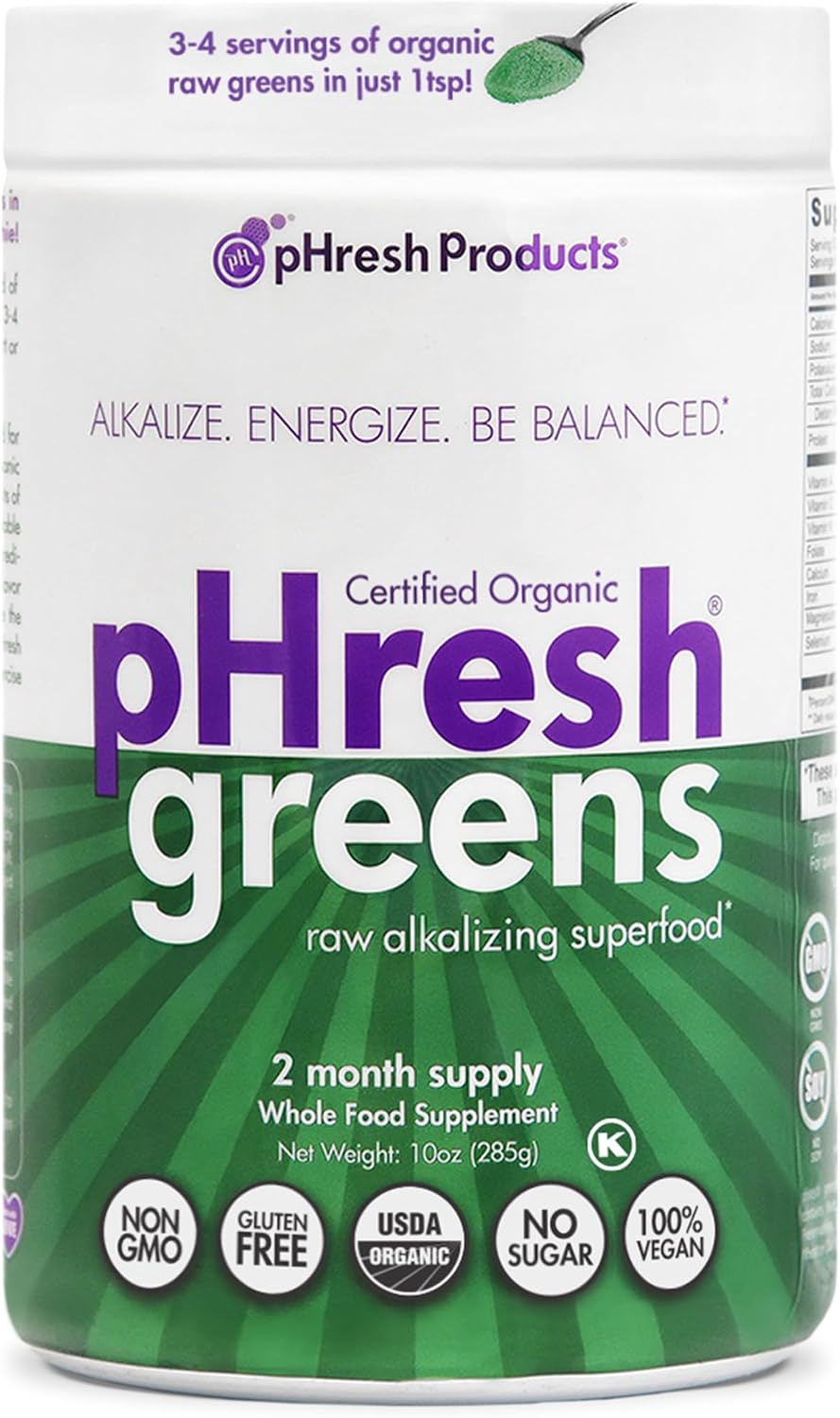 pHresh Greens Raw Alkalizing Superfood Greens Powder - 10 oz (2 meses)