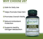 Green Organic Supplements DIM, Diindolilmetano, I-3-C, Indol-3-Carbinol, Brócoli, 90 VCaps, Alta Absorción, No-GMO, Sin Gluten (Pack de 3)